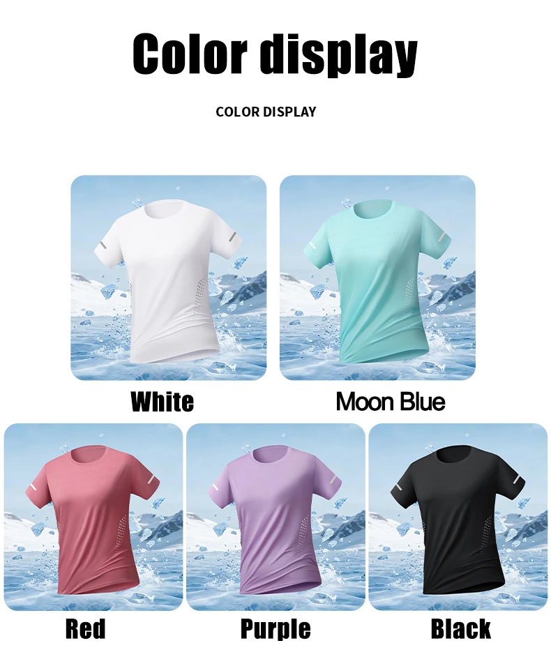 Sommer-Kurzarm-T-Shirt für Herren und Damen, dünnes, atmungsaktives, schnelltrocknendes Sport- und Freizeit-T-Shirt aus Eisseide – Detail 7