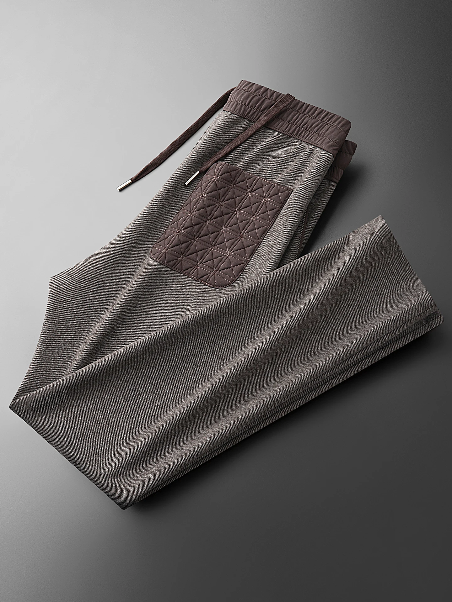 Winter and autumn luxury Italian style dark color contrast thick acetate wool pants for men, straight-cut sports casual pants