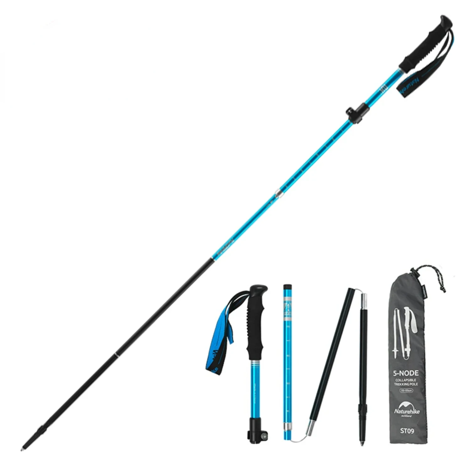 ST09 7075 aluminum alloy trekking poles three-section folding trekking poles hiking and climbing outdoor walking pole  paracord