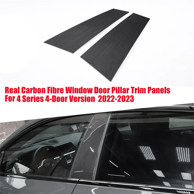 1Pair Real Carbon Fibre Centre Pillar Trim Panels for 2022-2023 BMW 4 Series 4-Door Version Window Column Molding Strip