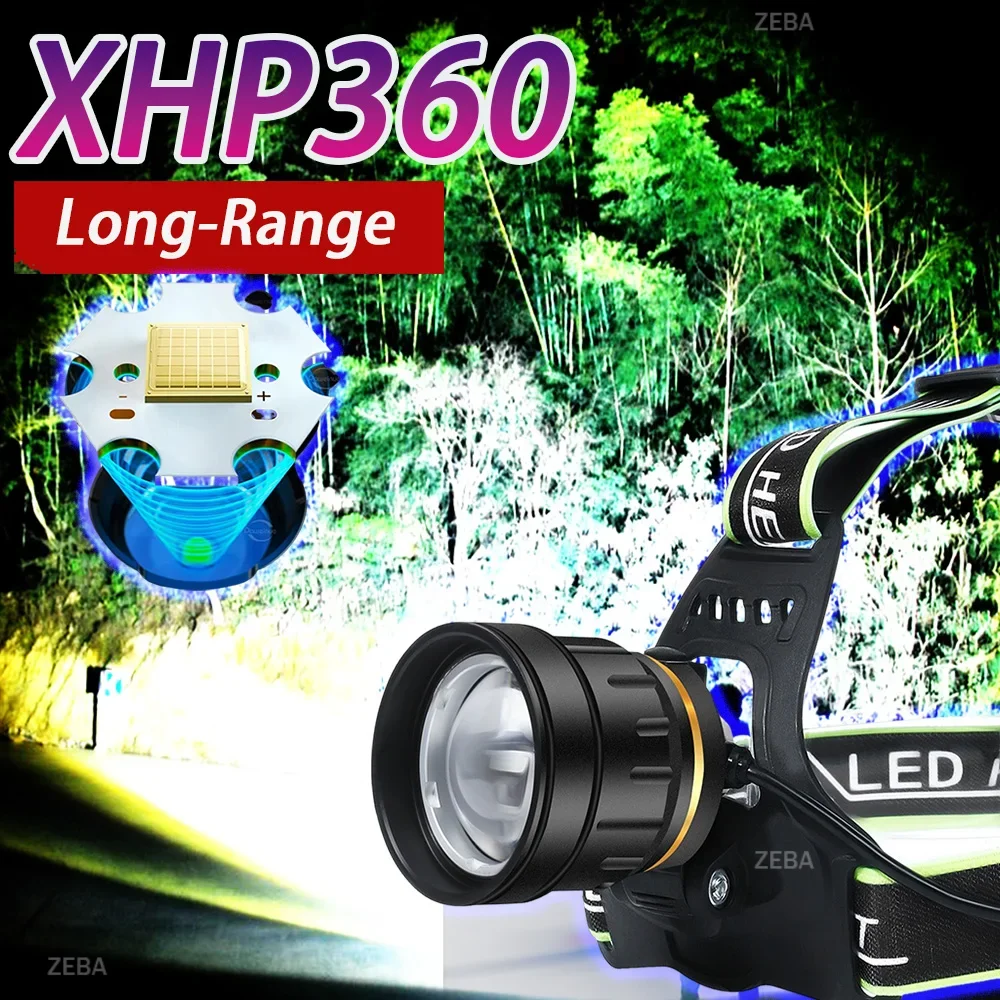 

Мощный ультра яркий светодиодный фонарик XHP360 с 36-жильным телескопическим зумом для рыбалки, уличный фонарь для кемпинга