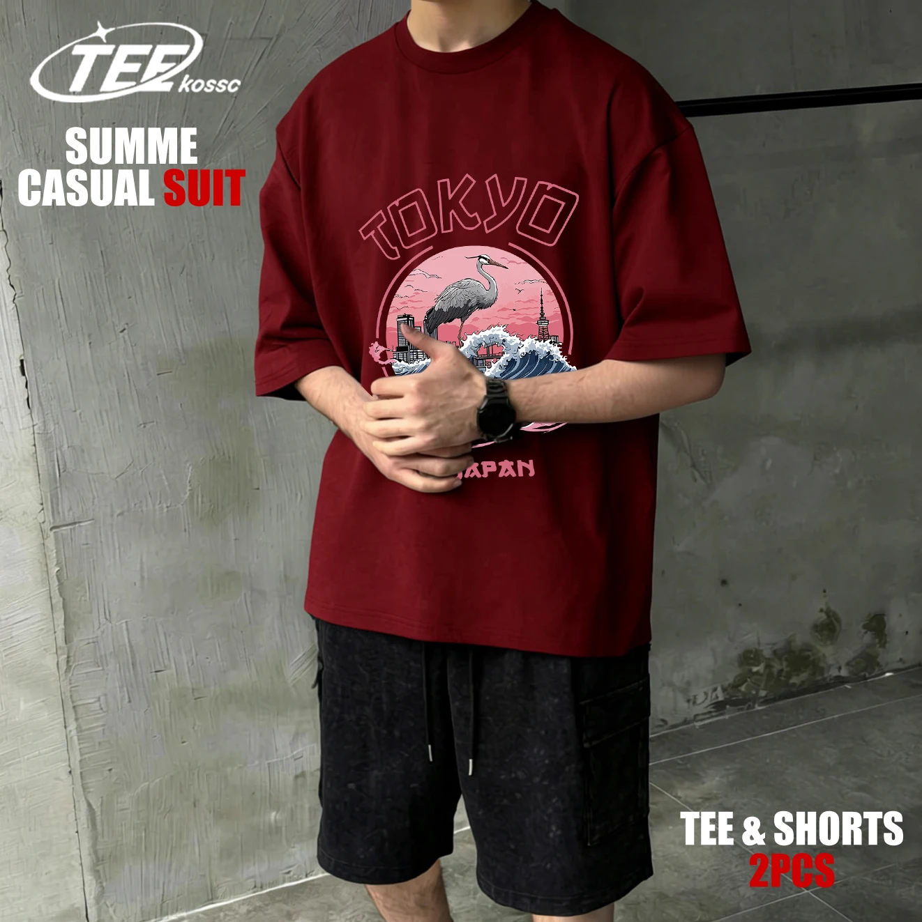 

Мужские футболки Tokyo Japan Harajuku Crane Waves, повседневные топы в стиле хип-хоп, комплект, разноцветные хлопковые футболки, летние свободные мужские футболки с коротким рукавом