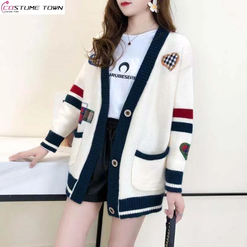 2023 New Korean Autumn Sweater Cardigan Coat Women\'s Loose Spring and Autumn Fashion Embroidery Knitwear Trend