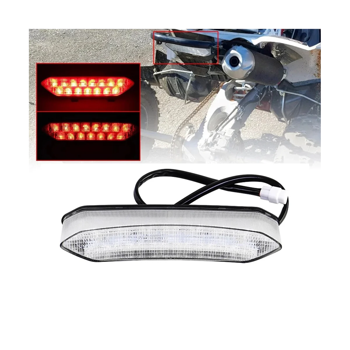 Tylne światło motocyklowe ATV tylne światło na rower plażowy 12V tylne światło LED do Yamaha Raptor 700 2006-2018 czarne