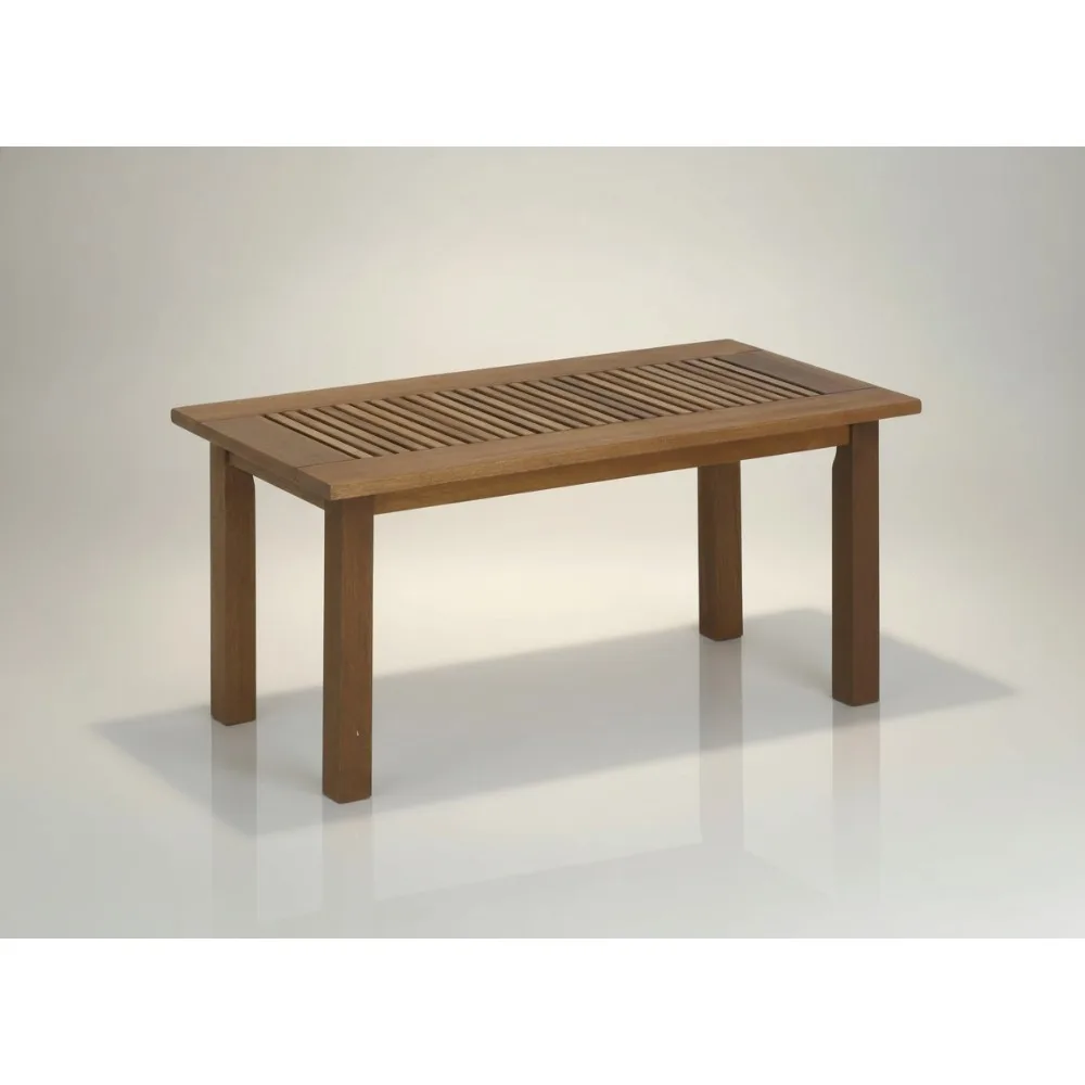 

Outdoor Coffee Table Solid Hardwood Quick-Dry Slatted Top Stable X-Brace 220lbs Capacity Patio Furniture