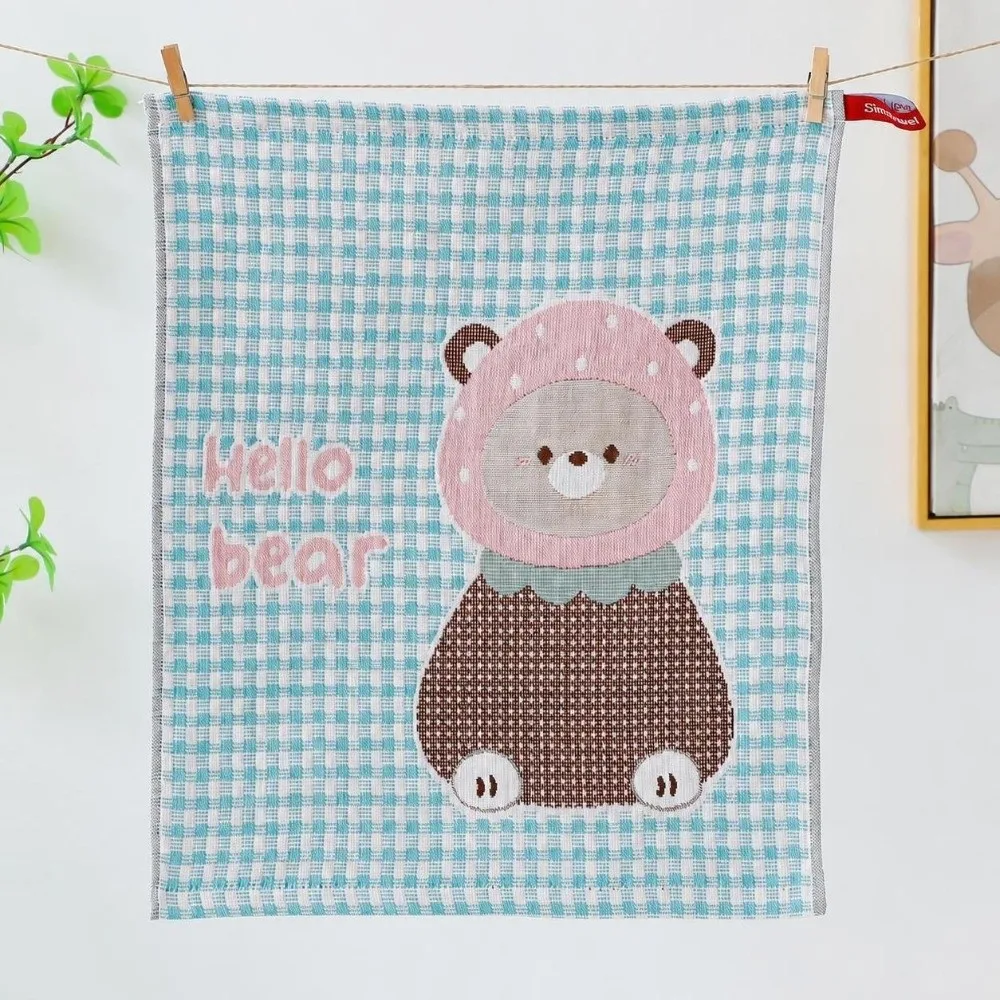 34x40cm Large Hand Towel 4 Layer Cotton Gauze Cartoon Pure Cotton Dish Cloth Decorative Quick Dry Kitchen Towel Home Restaurant
