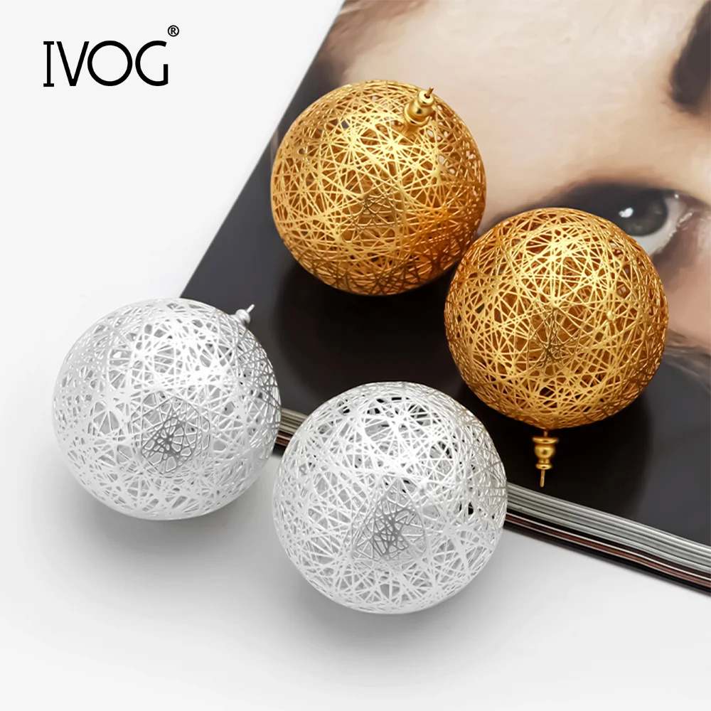 IVOG Trendy Hollow Spherical Stud Earrings For Women Perfect For Daily Wear Or Special Occasions Fashion Jewelry
