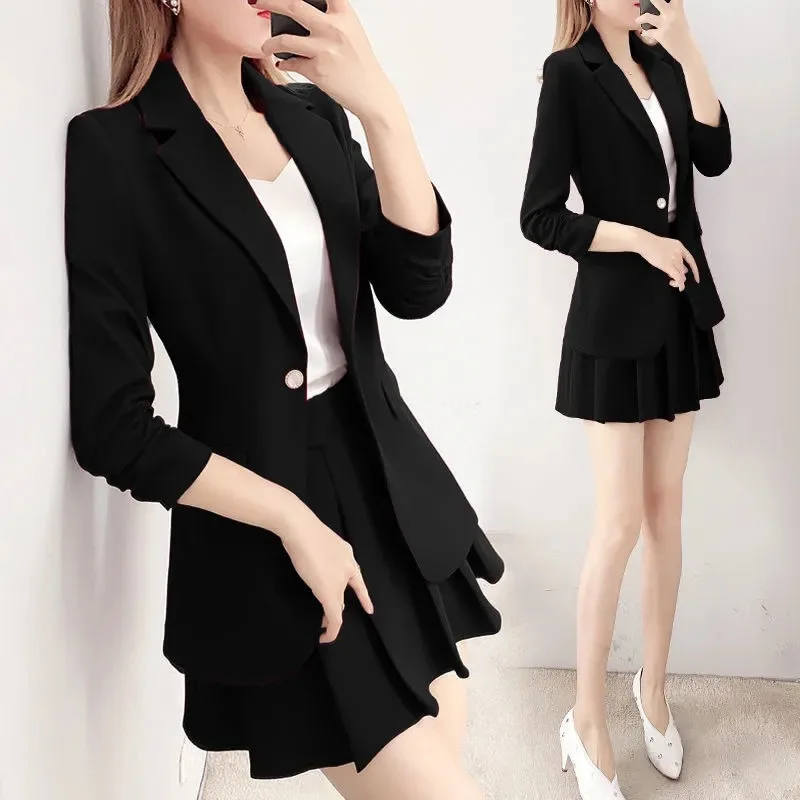 

Tops + Skirts Women Blazer Korea Casual Slim Blazers Jackets Work Coat Outerwear Fashion Spring Career Female Jacket Office Tops