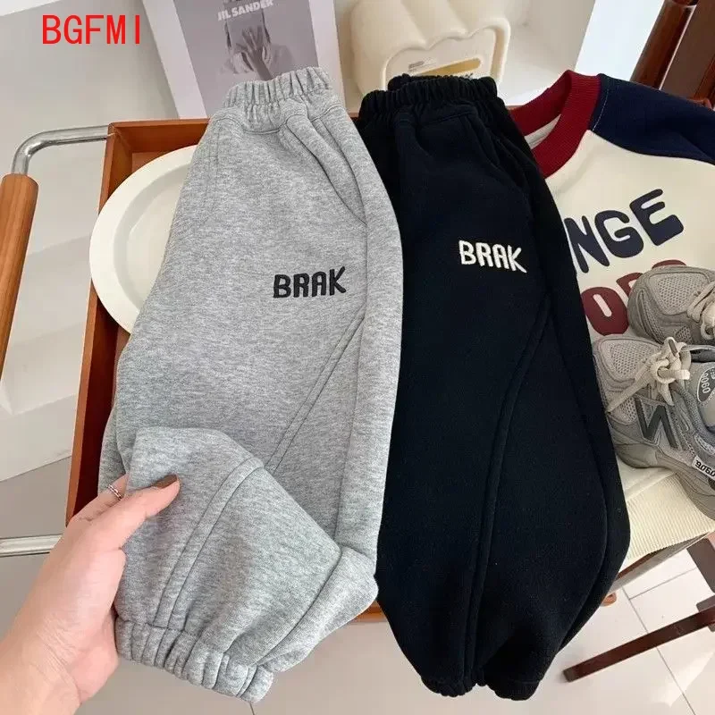 2024 Winter New Baby Whole Velvet Loose Trousers Solid Infant Boy Casual Pants Toddler Girl Straight Pants Versatile Kid Clothes