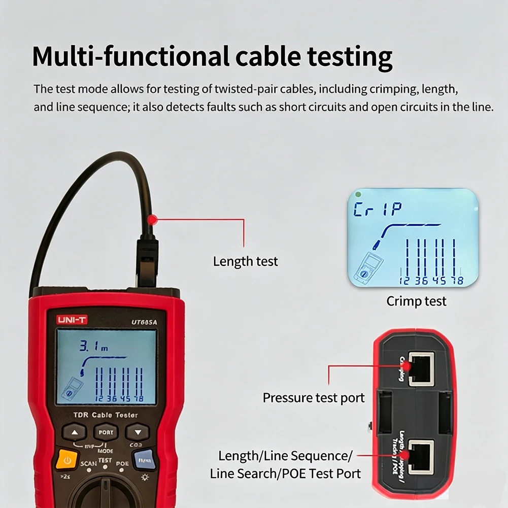 UT685A Multifunctional For Cable Tester for RJ45 Networks with PoE Detection Port Flashing Wire Tracing and NCV Safety