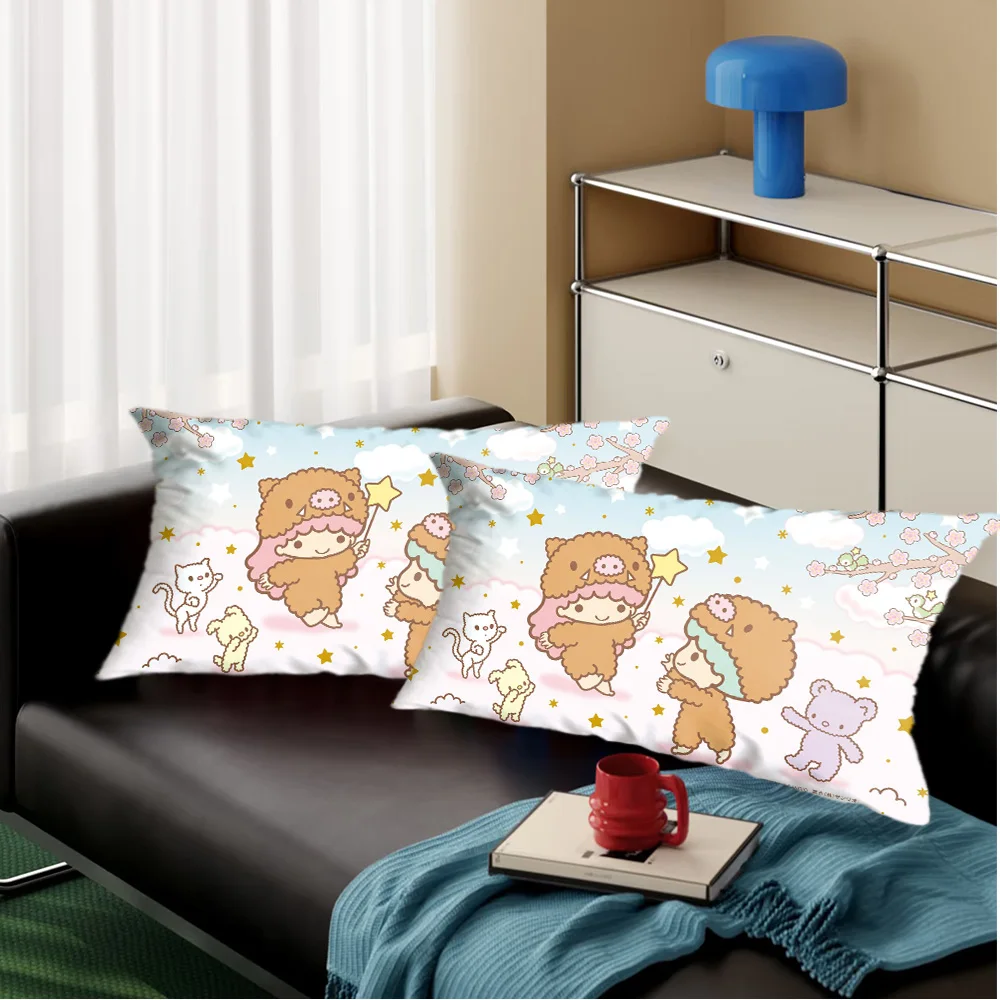 Kawaii Little Twin Star Weihnachtskissenbezug für Kissenbezüge, dekorative Luxus-Heimdekoration, Dekoration für Wohnzimmer