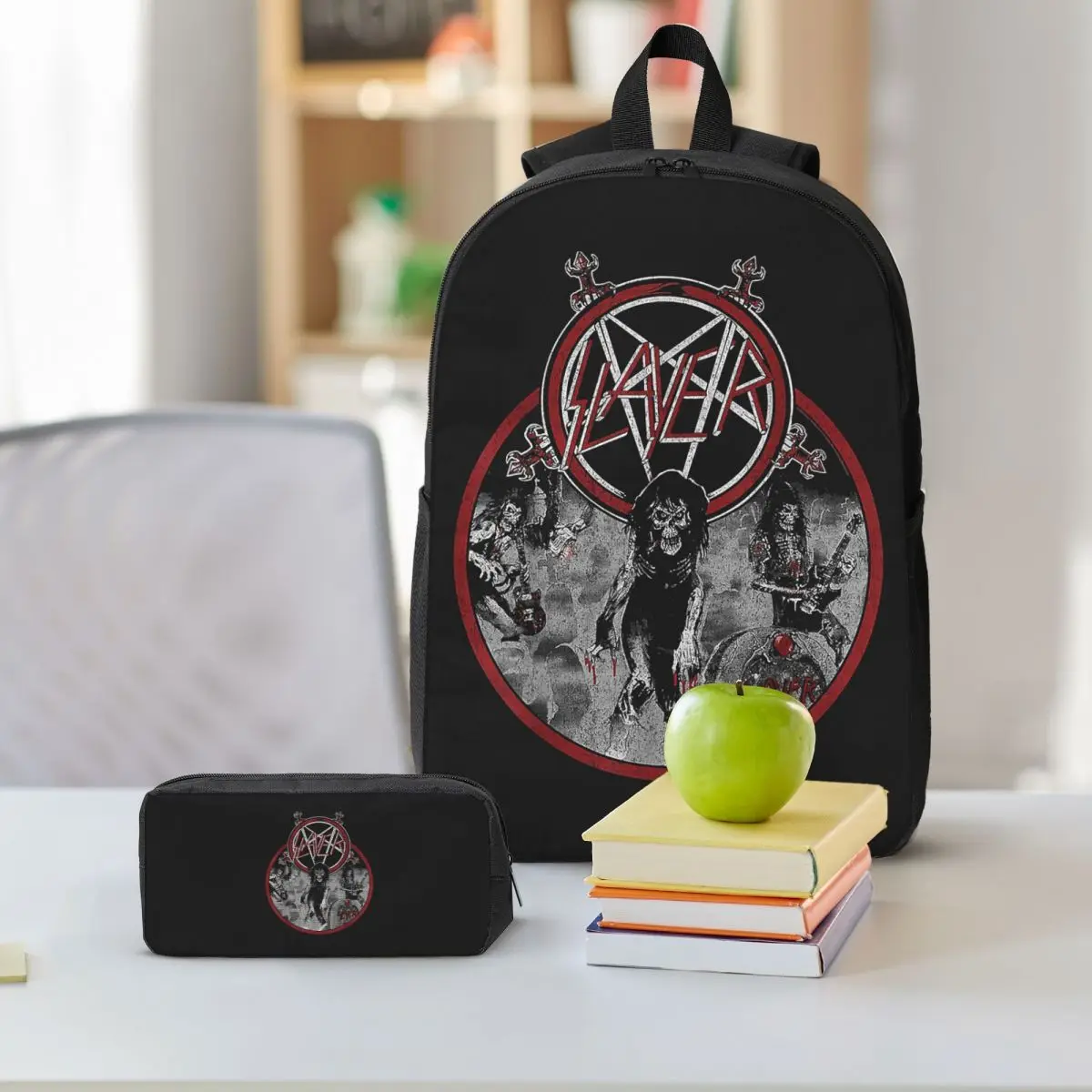 Heavy Metal Rock Slayer Live Undead Backpack Student BookBag School Bag Laptop Shoulder Bags 3ps Insulated Lunch Bag Pencil Case