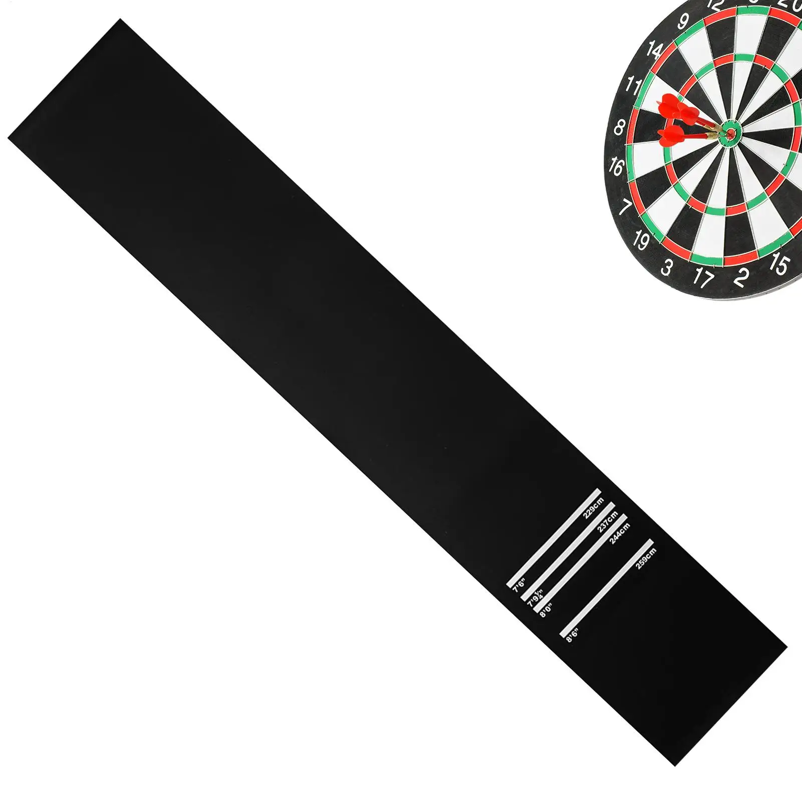 

Darts Mat with 4 Throw Distances 300x34cm Dart Carpet Runner Non-slip Protective Pad Shock Absorbing for Women Family Adult
