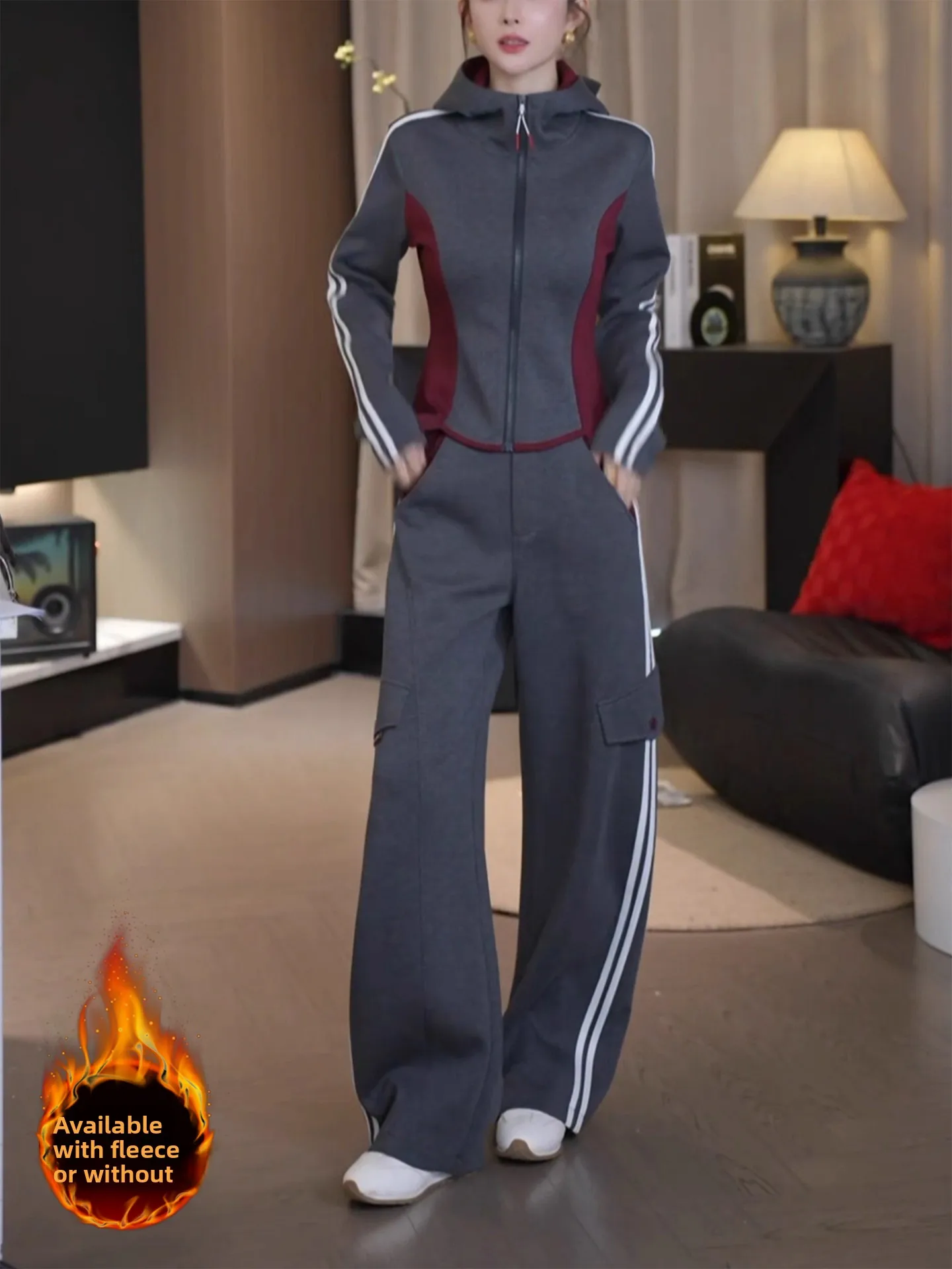 

Элитный повседневный женский комплект 2025: Новинка осени – кардиган с капюшоном и длинными рукавами, брюки с высокой талией и широкими штанинами, комплект из двух предметов