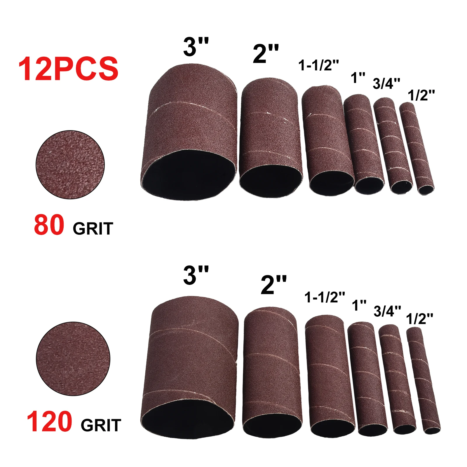 12pcs 115mm Sandpaper Ring 80#, 120# Alumina Derusting And Edge Grinding Sand Cloth Tool Plastics/Wood Polishing