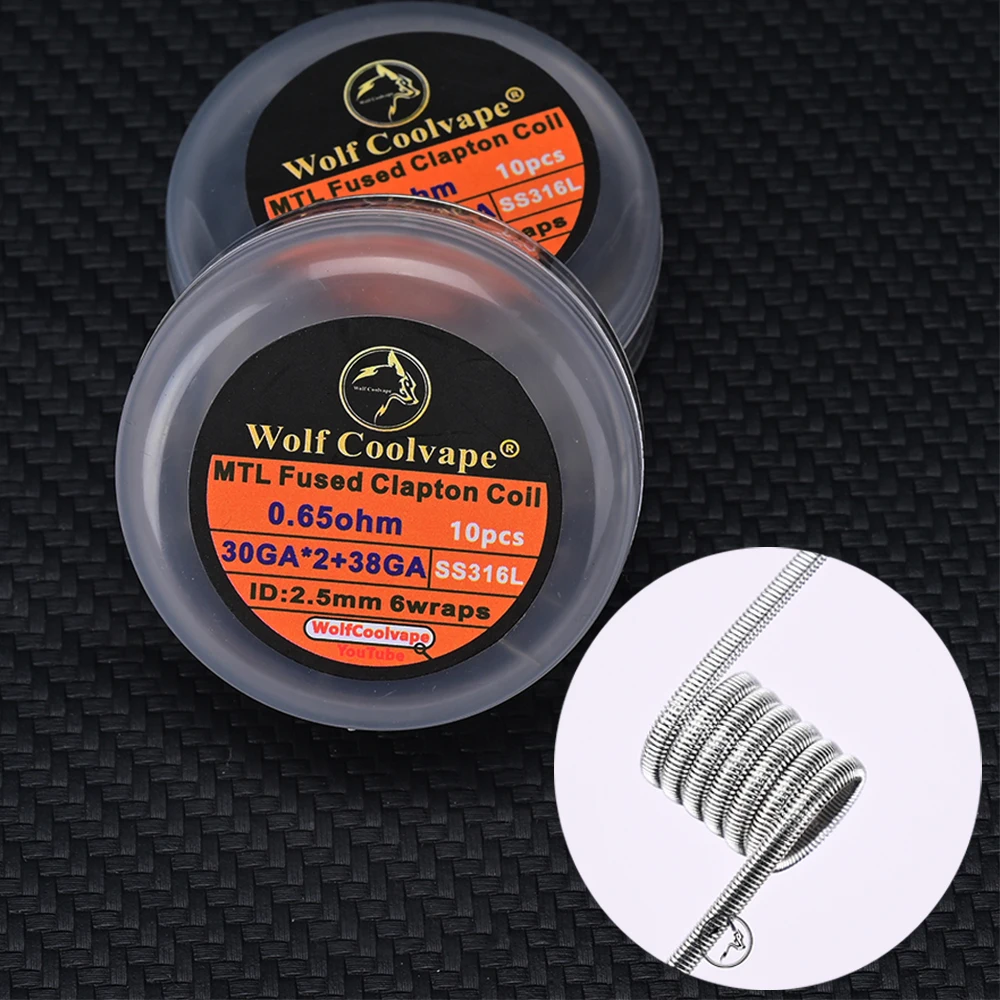 2 صندوق Wolfcoolvape MTL ملف كلابتون المنصهر - A1/SS316L/Ni80 لـ RDA Vape RTA، ثلاثي منصهر، MTL كلابتون