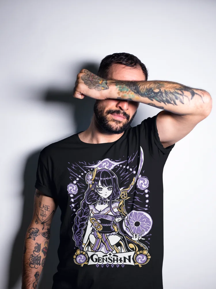Anime Unisex Genshin Impact Raiden Shogun T-shirt ALL SIZES Harajuku T-Shirt Tee
