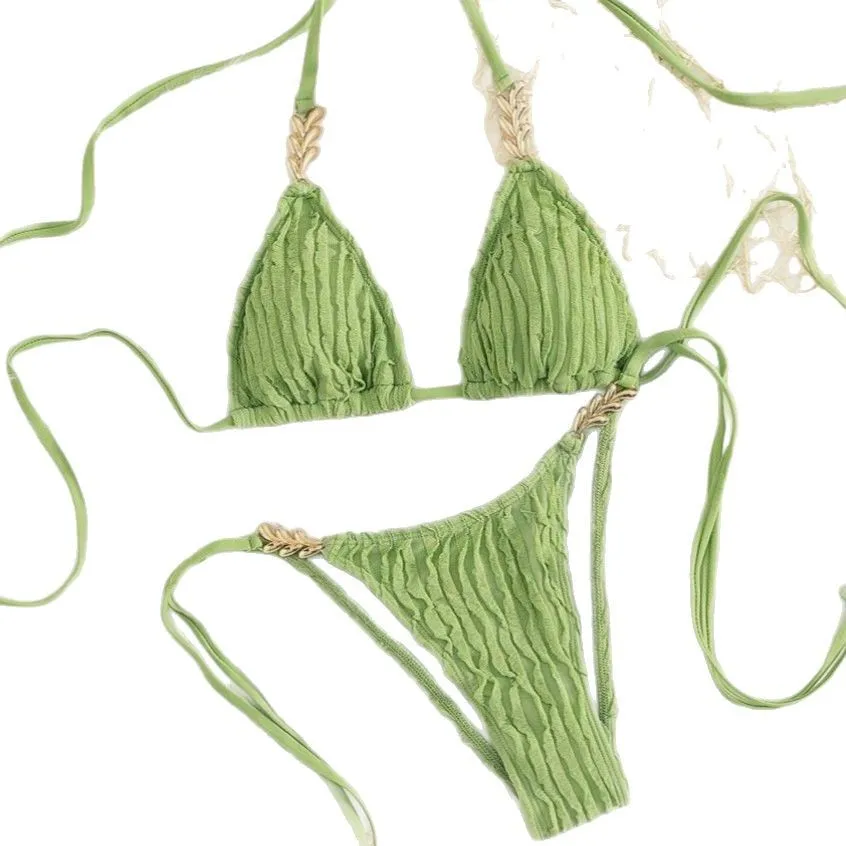 2025 Europäischer und amerikanischer neuer sexy Neck Chain Lace-up Split Badeanzug Bikini Bikini
