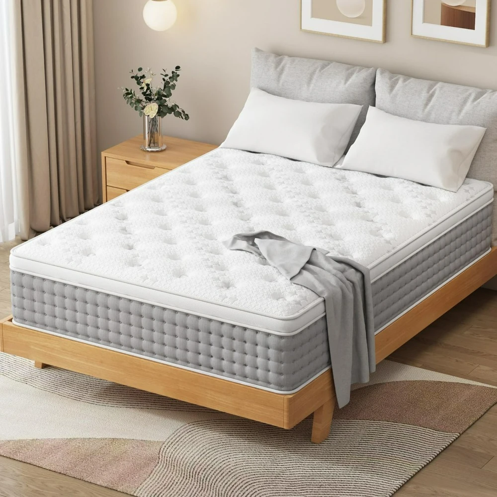 14 inch oversize hybrid mattress - memory foam and pocket spring mattress - medium plush and sports isolation mattress