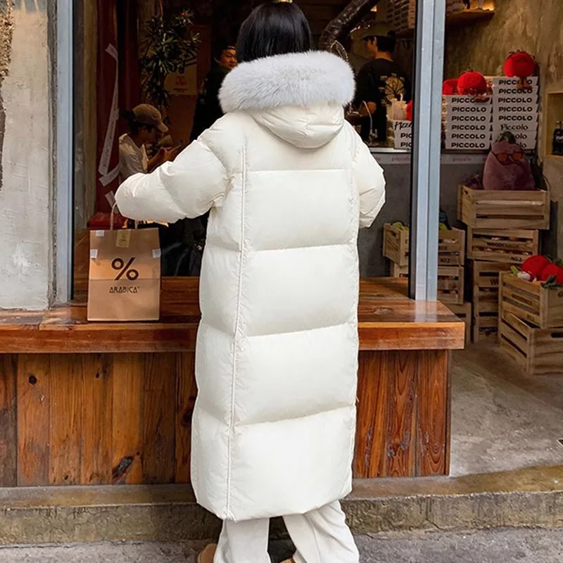 2025 New Winter High-Quality Warm Hooded Fox Fur Collar 90 White Duck Down Women Down Jacket Women Fashion Down Jacket H464