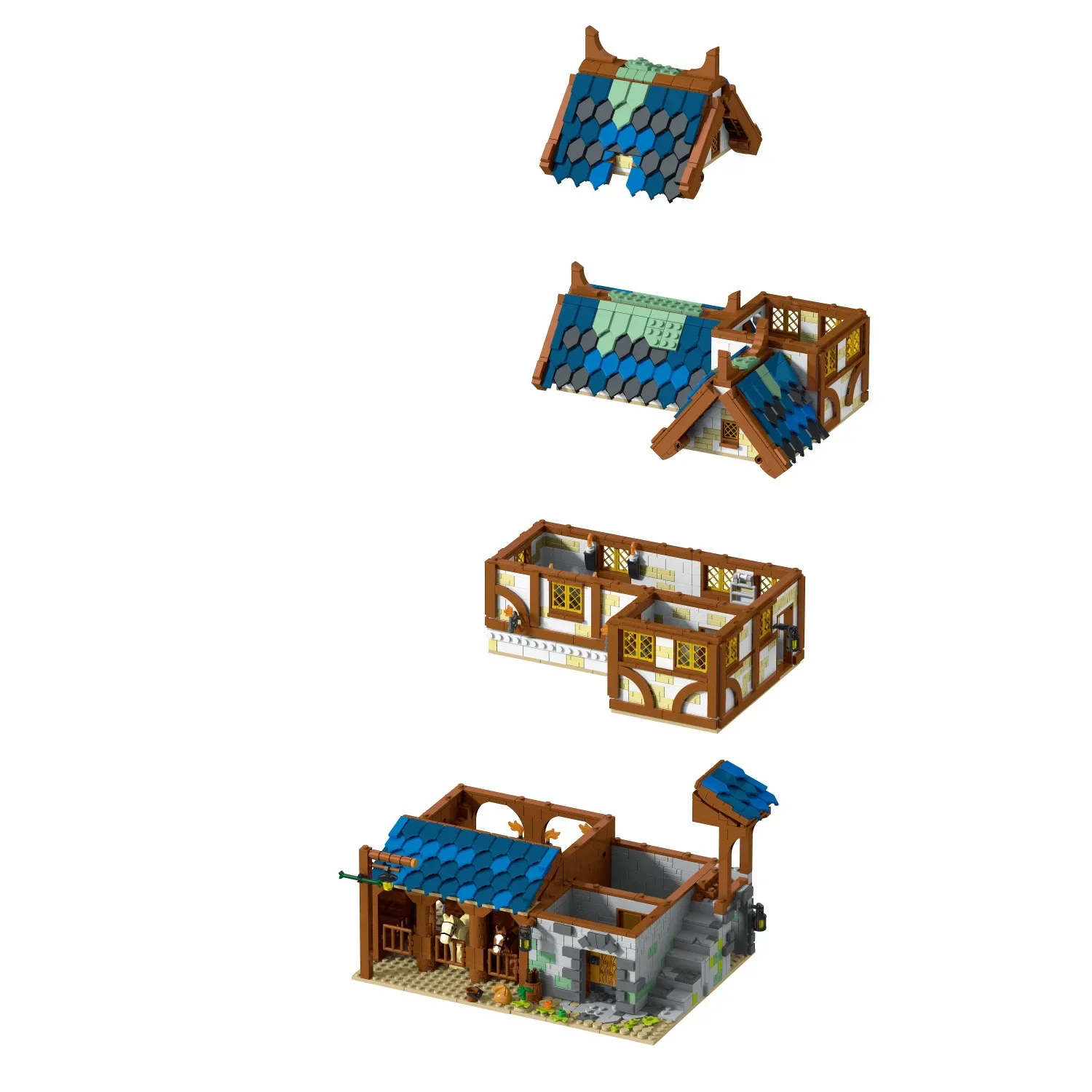 Serie Medieval ciudad estable modelo bloques de construcción ciudad caballo casa ladrillos DIY juguetes educativos regalos para niños Friends2724PCS