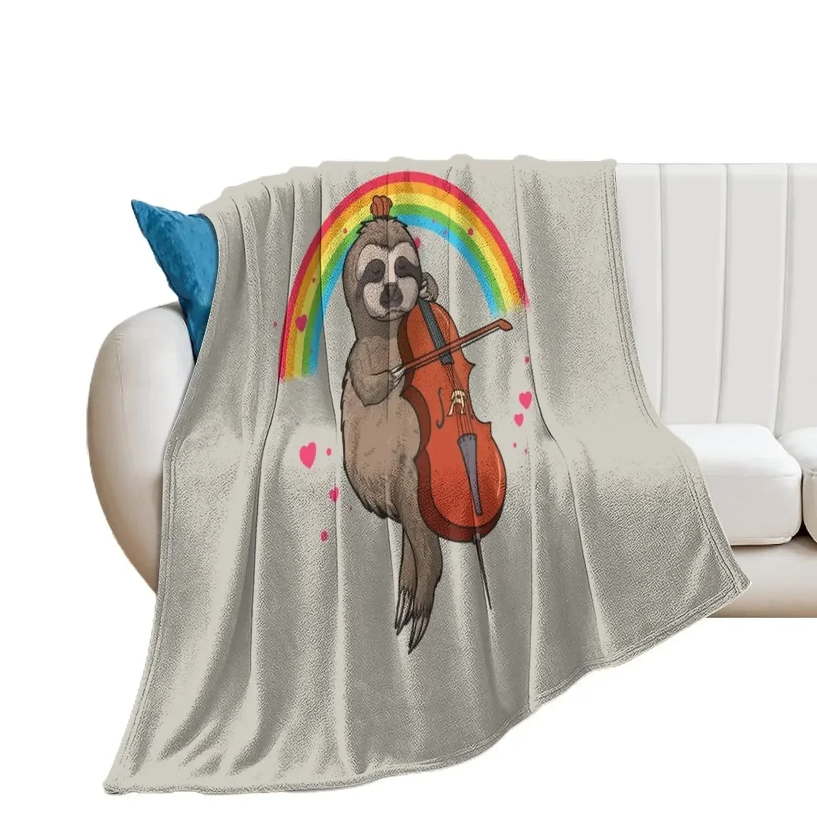 Funny Sloth Cello Player Gift Throw Blanket Heavy Weighted Bed covers Travel Blankets