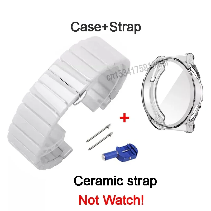 Ceramic Strap For Huawei Watch GT 3 Pro 43mm,White Ceramic Watchband with Watchcase For Huawei Watch GT 3Pro 43mm Wristband+Case