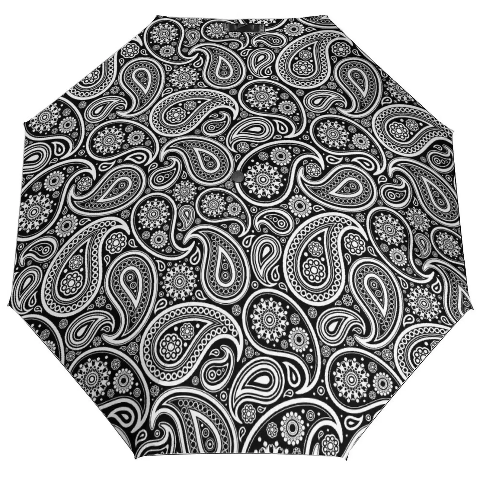 

Ретро-зонт Пейсли, черный и белый ветрозащитный автомобильный зонт, красивый автомобильный аксессуар