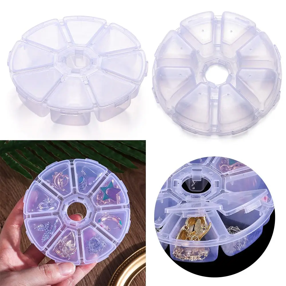 NEW SALE Mini 8 Grids Nail Art Beads Rhinestone Round Storage Box Organiser Case Round Organizer Tool