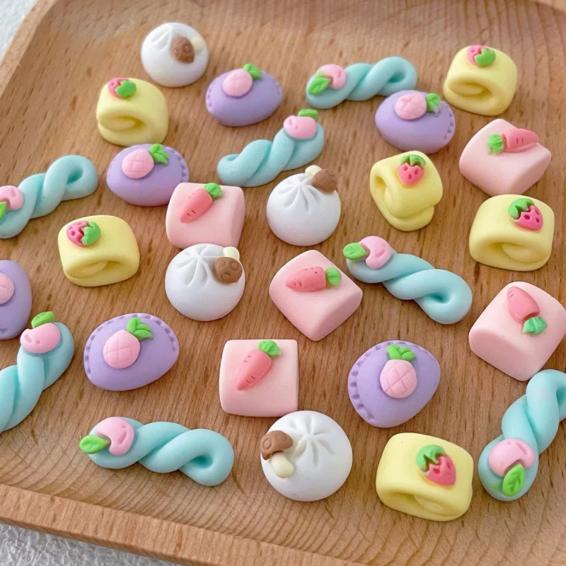 20Pcs Simulation Food Play Pastry DIY Barrette Icebox Mobile Phone Case Handwork Materials Children Plaything Flat Back Resin