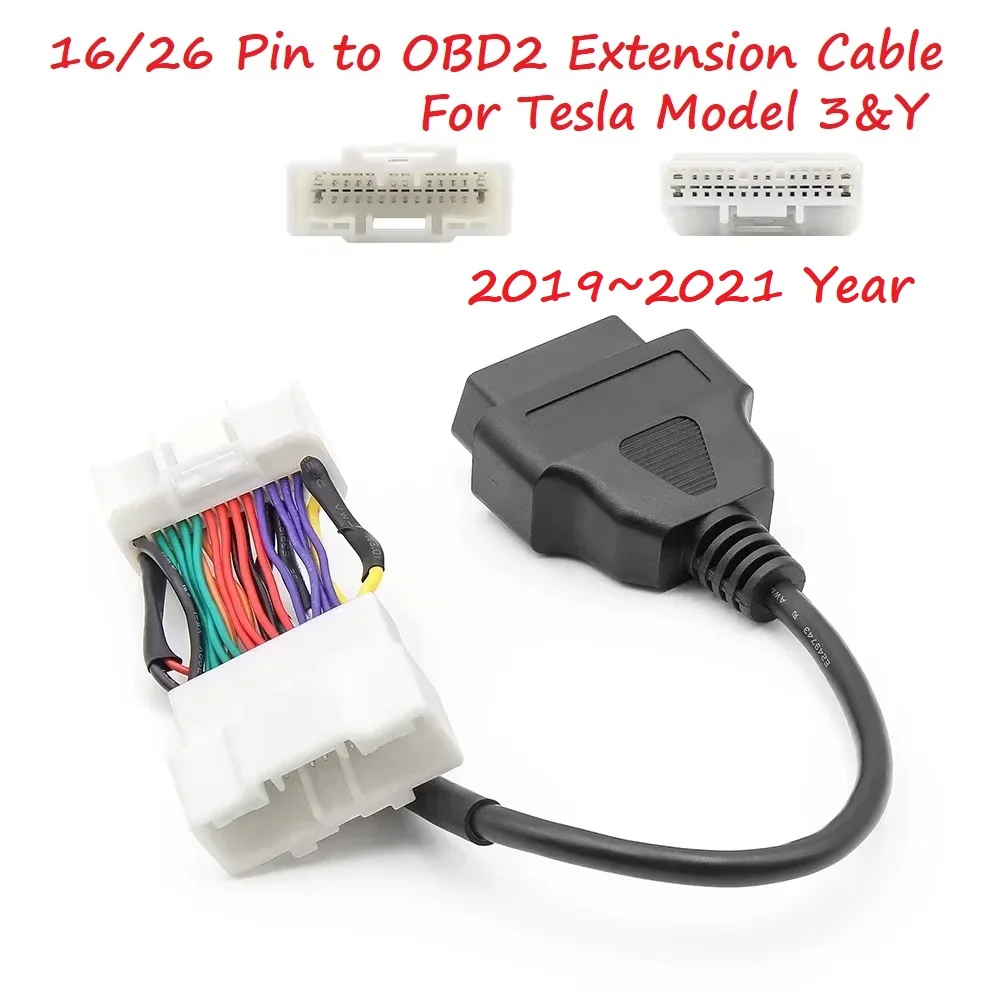 

Для Tesla 16/26Pin к OBD2 Мужской Женский Автоматический удлинительный кабель 2019 2020 2021, модель 3 и Y, автомобильный диагностический кабель