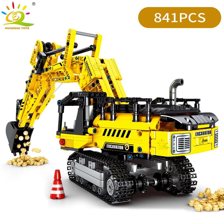 HUIQIBAO 841 pièces MOC ingénierie pelle camion blocs de Construction véhicule voiture briques ville Construction jouets pour enfants garçons