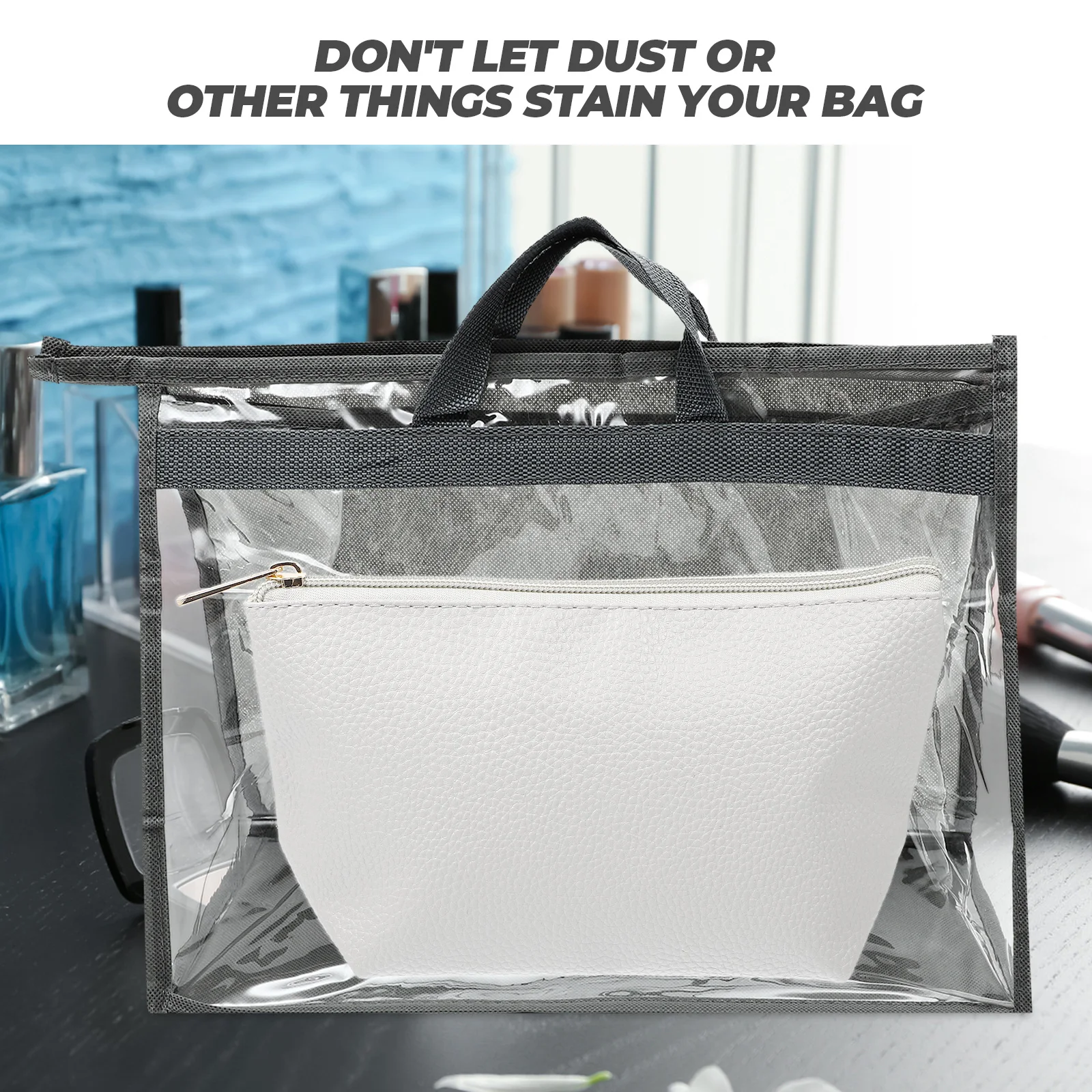 

Alipis 3pcs Clear Bag Organizer Hanging Storage Pouch Dust Cover for Handbags Purse Closet Zipper Tote Travel