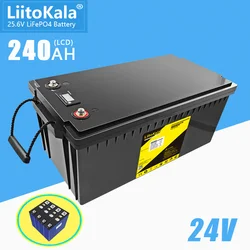 LiitoKala 25.6V240Ah LiFePo4 Battery Cycle 6000+ RV Energy Storage Rechargeable Battery Built in BMS for Power Lights Electrical