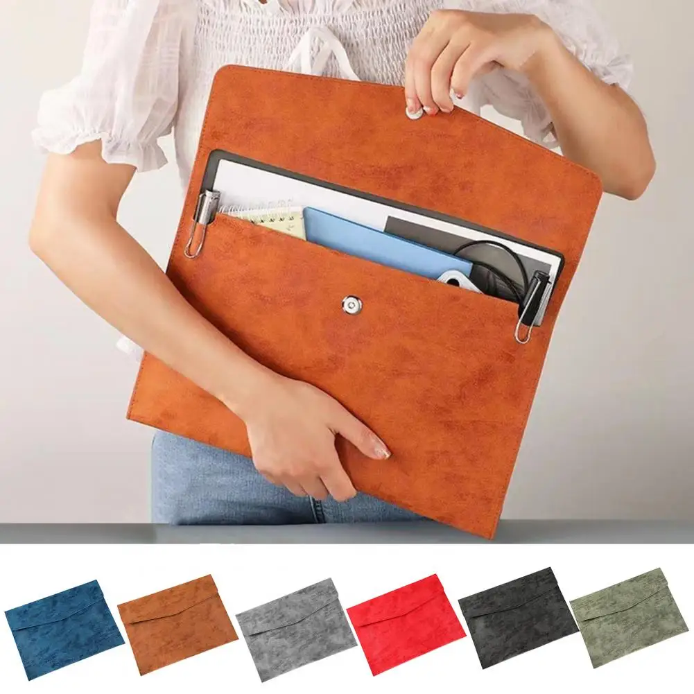 Stationery Storage Solid Color A4 Snap Button File Bag Office Accessories