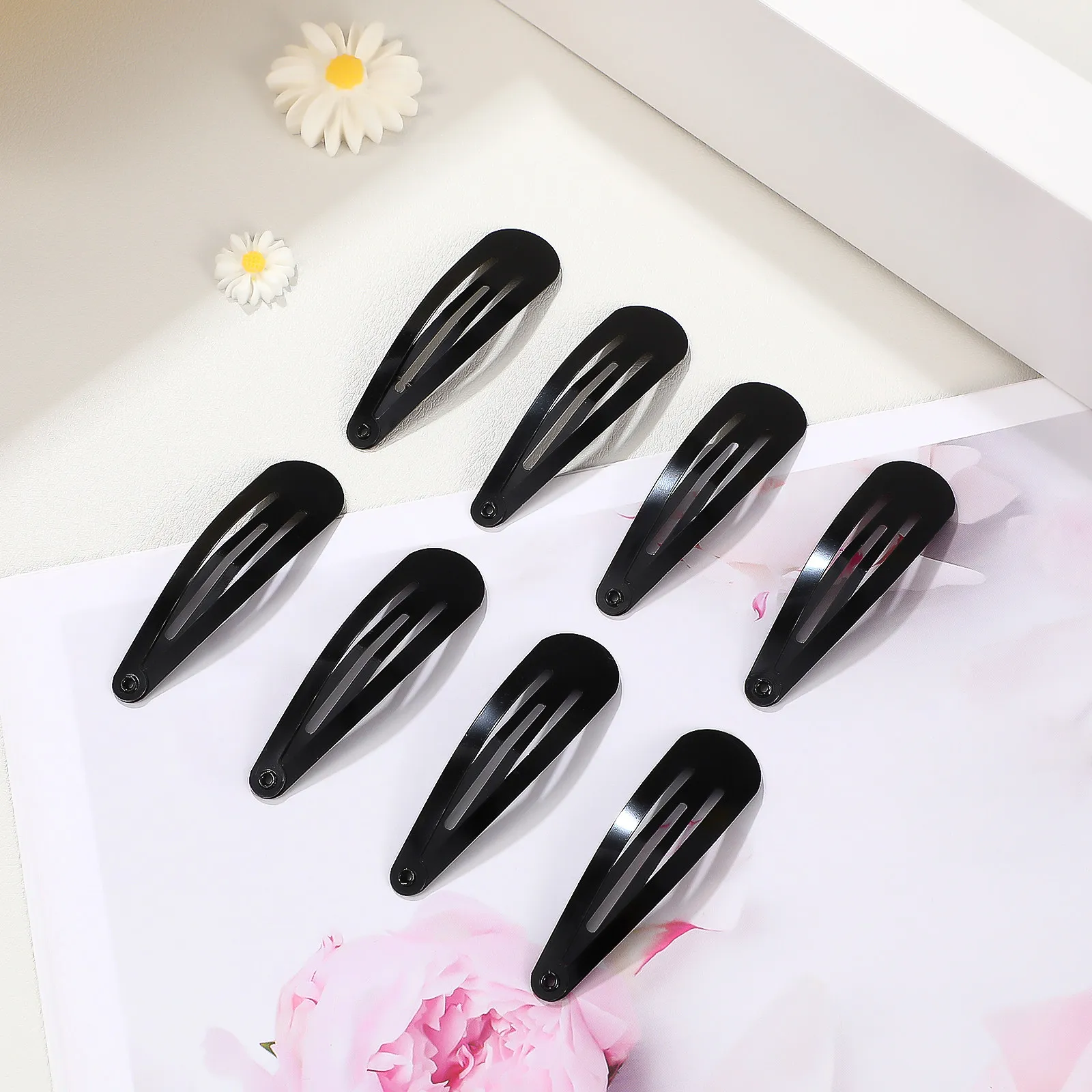 

50Pcs Snap Hair Barrettes Colorful Metal Hair Clips Simple Small Hairpins for Women Styling Snap Hairclips