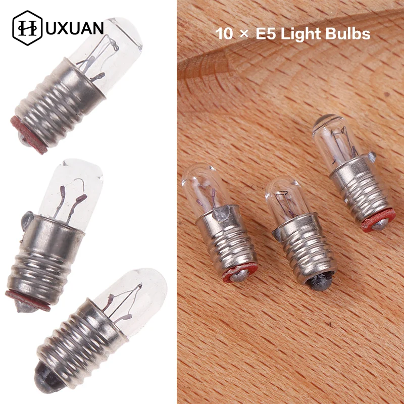 10Pcs/Lot Mini Indicator Light Bulb E5 Screw Mouth Miniature Lamp Light Bulb 6.3V 12V 24V 0.1A Small Bulb Signal Lamp Bead