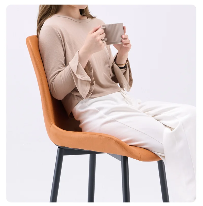 &Modern Minimalist Light Luxury Nordic High-end High Back PU Leather Solid Wood Birch Eco-Friendly