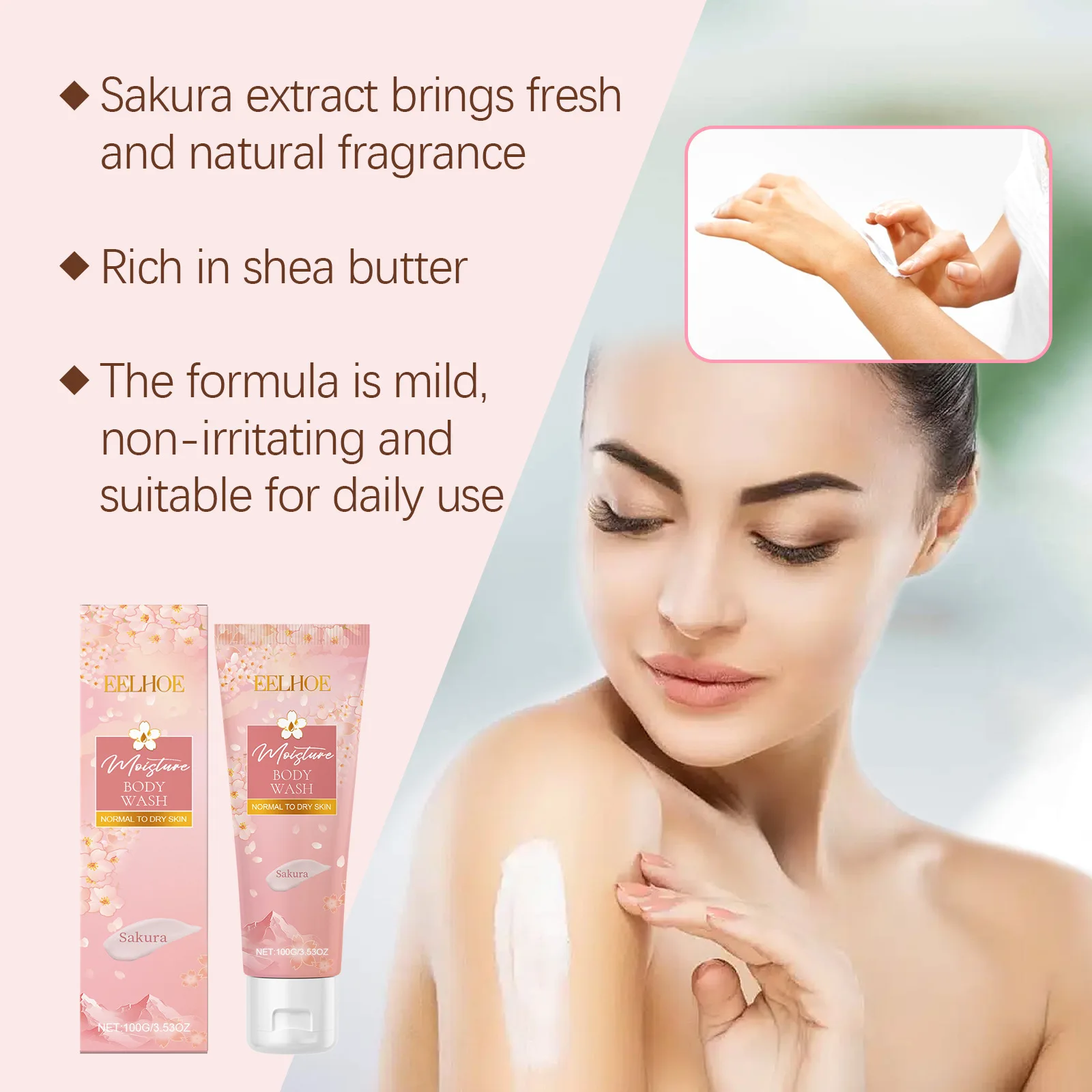 Sakura Jasmine Lavender Orange Shower Gel Body Cleansing Smooth Skin Lightening Pigment Dull Skin Dryness Relief Body Wash 100g