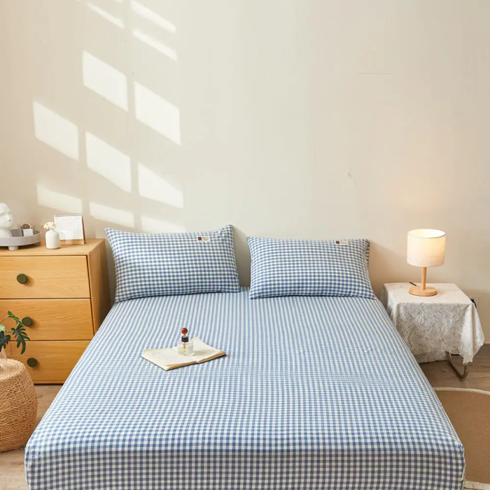 Nordic Style Pure Cotton Fitted Sheet Mattress Protector Cover Elastic Soft Breathable For Niumoumou Bed Mattress