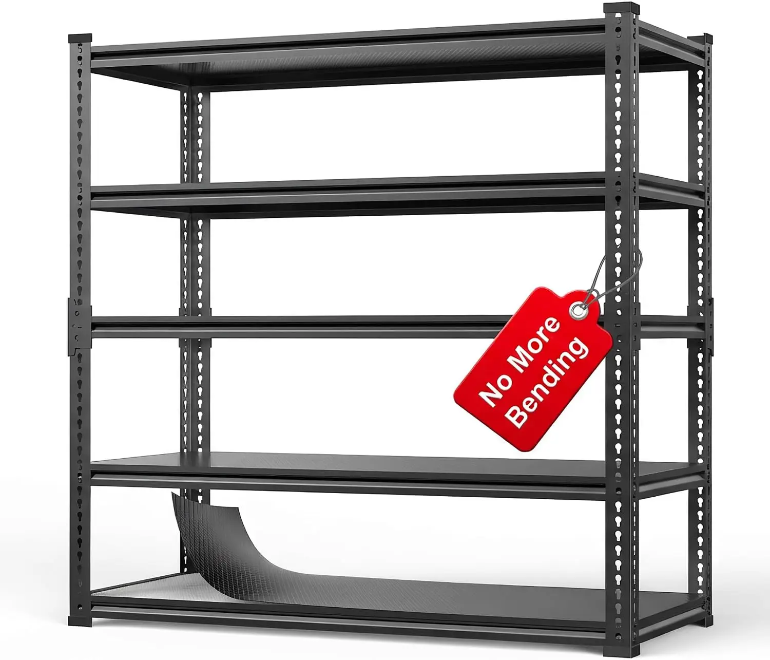 ^Garage Shelving, 5-Tier 3000LBS Heavy Duty Storage Rack with Sag-Proof Aluminum Deck, Adjustable Boltless Shelves 72