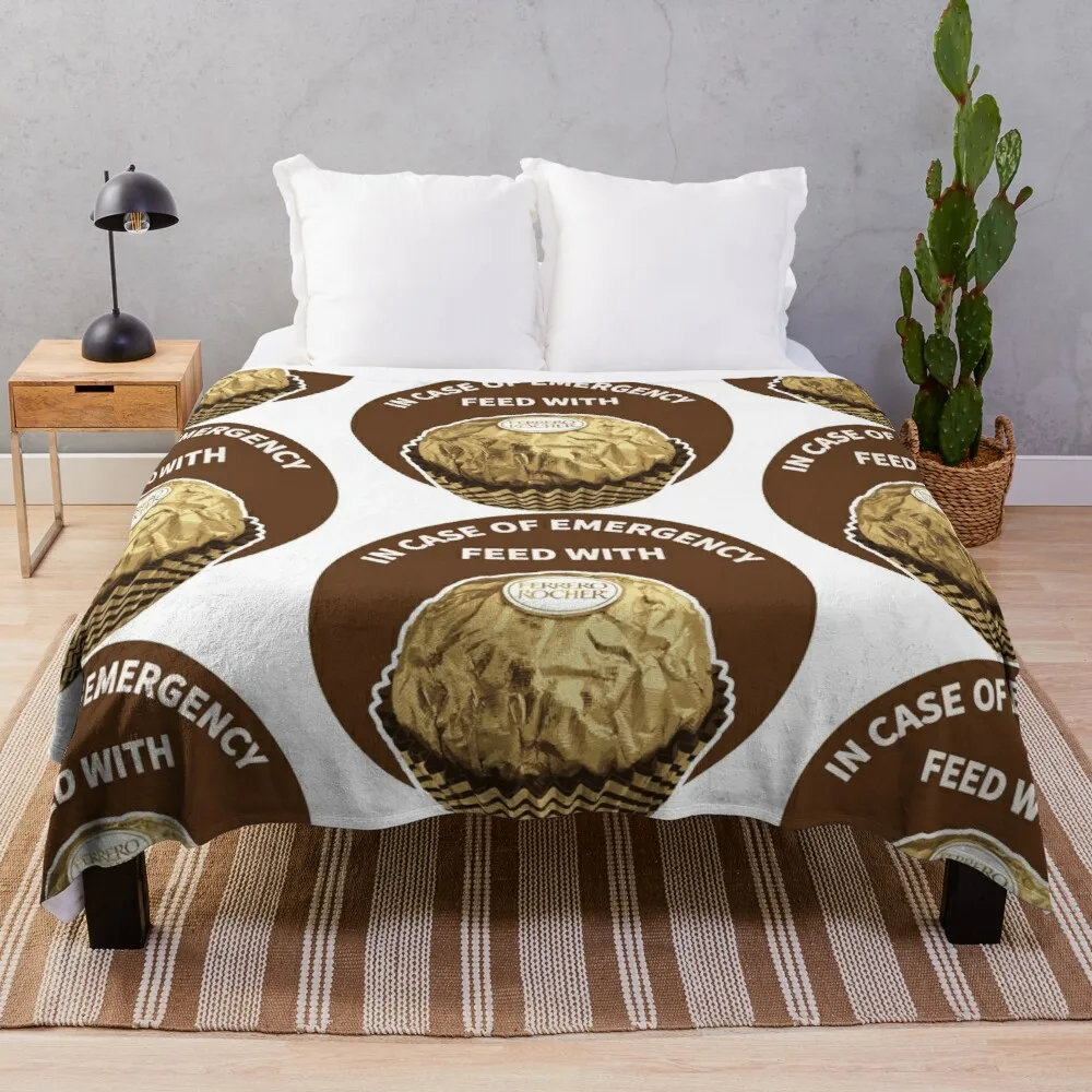 In Case Of Emergency Feed With Ferrero Rocher Throw Blanket Kawaii Blanket Fluffy Blankets Large Thin Blanket