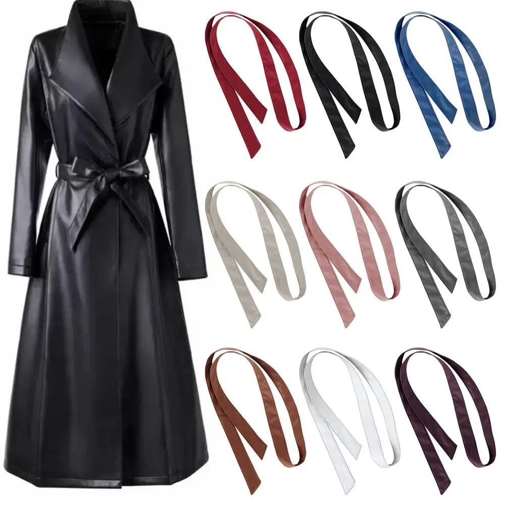 

5*250cm PU Leather Belts No Buckle Soft Leather Dress Tie Belts Arrowhead Design Skinny Necktie Down Jacket Belts Formal Party
