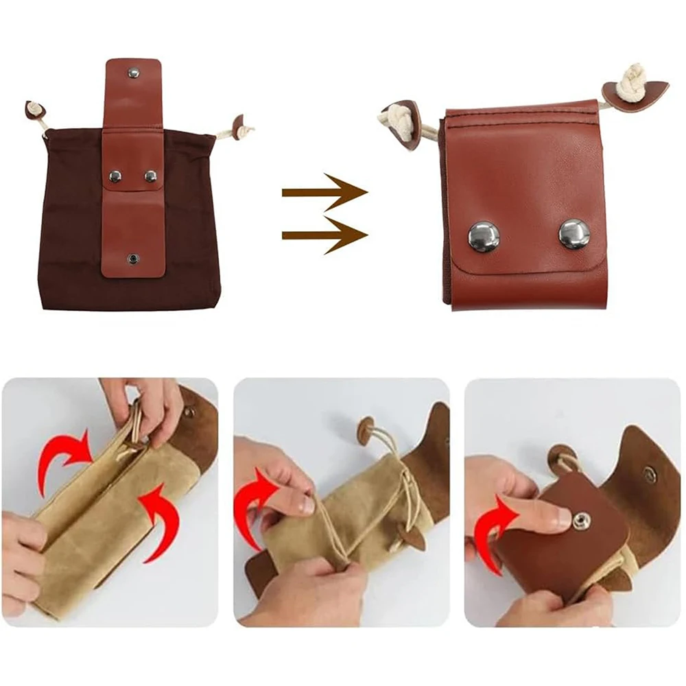 جديد المحمولة المشي لمسافات طويلة في الهواء الطلق العلف حقيبة الفاكهة قطف الحقيبة للطي التوت Puch تخزين الجلود Bushcraft حقيبة قماش قنب التخييم