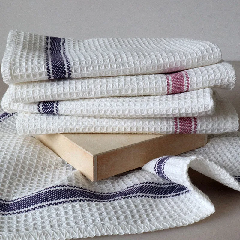 1Pc 35x35cm 100% Cotton Dishcloth Dishwashing Cloth Waffle Colored Woven Cleaning Home Kitchen Absorbent Dish Towel