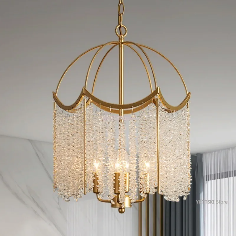 American crystal chandelier bedroom room lamp French light luxury villa retro tassel crystal restaurant lamp