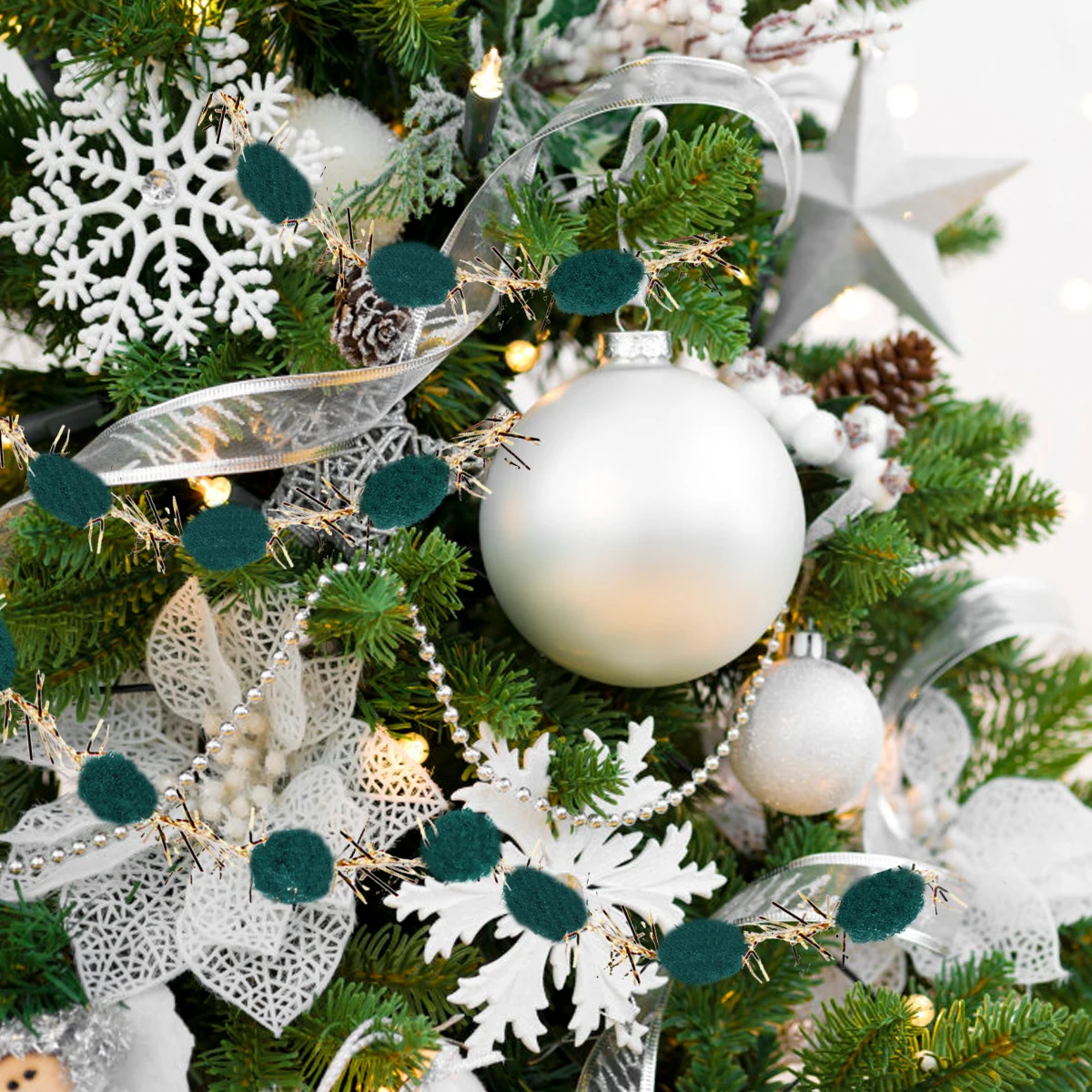 

Glitter Pom-Poms Ribbon Christmas Tree Decoration Stylish DIY Crafts Gift Wrapping Party Supplies Decorative Ribbon for Crafts