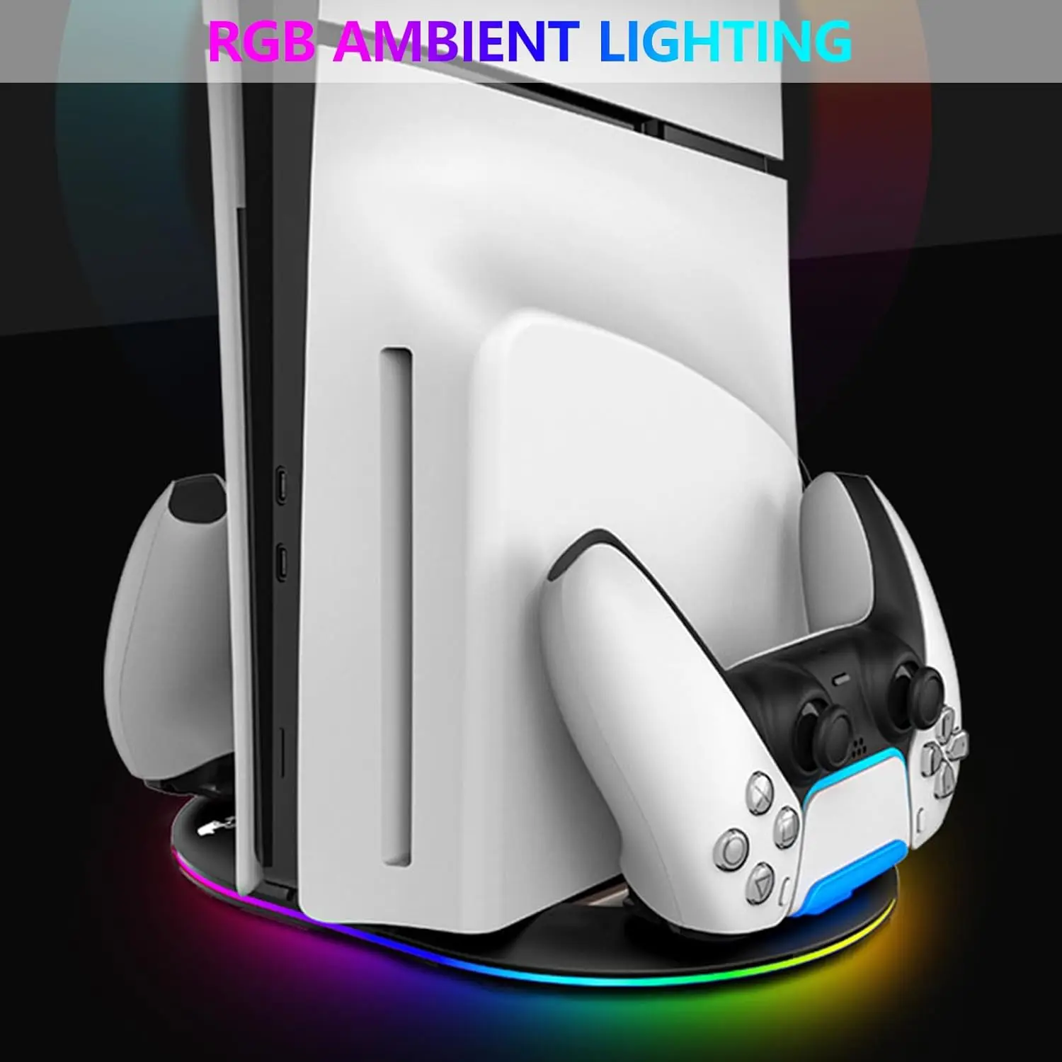 Vertical Stand for PS5 Pro Game Console Dual Controllers Charger Base Stand with Headphone Storage Hook For PS5 Slim Accessories