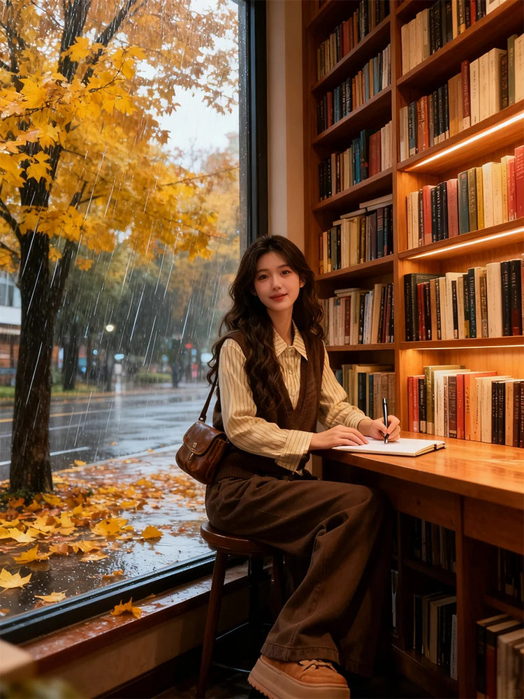 

Корейский Sle College Wind, женский осенне-зимний полосатый жилет, широкие брюки, комплект футболок для похудения, модный комплект