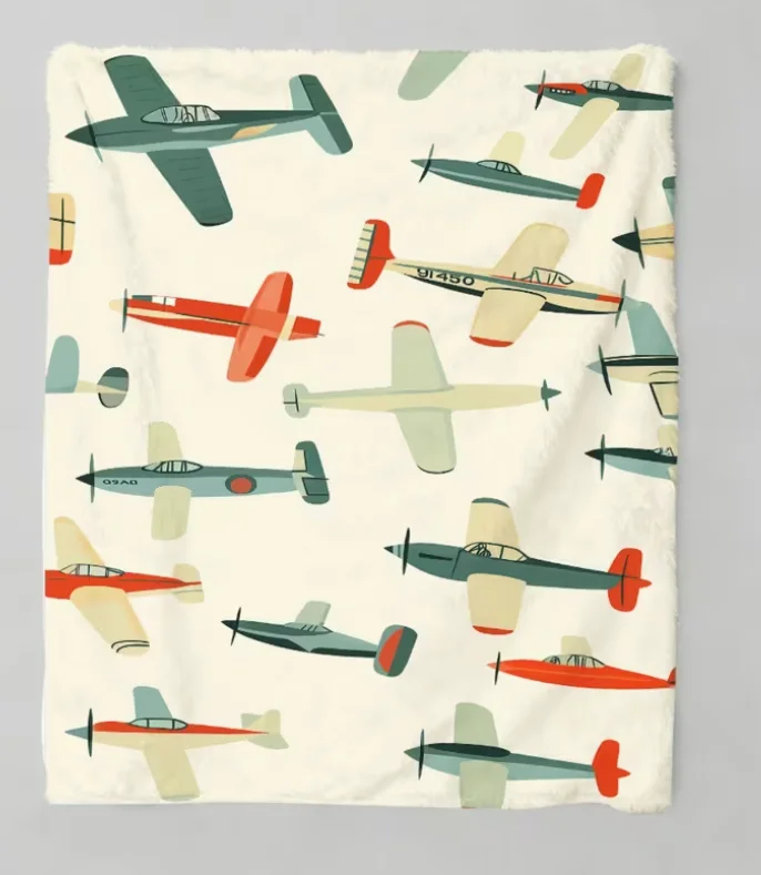 Airplane Print Flannel Blanket Soft, Cozy, and Luxuriously Fluffy, Perfect for Couch Sofa or Bed AllSeason Comfort with Vintage